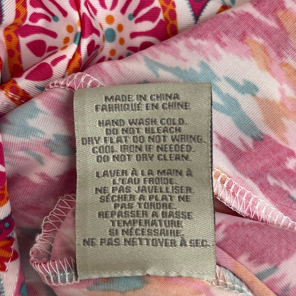 Charlie Paige Abstract Tunic Dress Pink Aqua Orange White Size Small - Picture 7 of 7